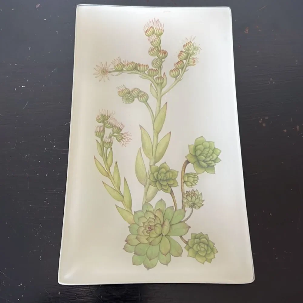 Pottery Barn Glass Succulent Decoupage Tray